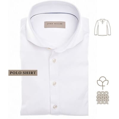 John Miller Polo Slim Solid Color Cotton Tricot Wit / male