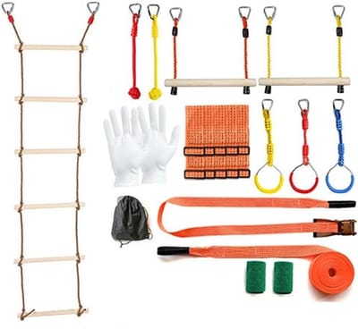 Hindernisbaan Kinderen - Outdoor Speelset - Actieve Spelletjes - Inclusief Boombeschermers - Tot 45kg - Multicolor
