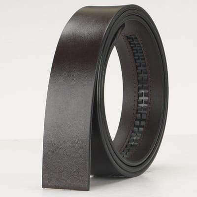 Bande de Ceinture en Cuir de Vache Double Face à Deux Couches Corps de Ceinture Automatique pour Homme Cuir de Vache Rétro Sans Bande Intermédiaire 110-130CM black