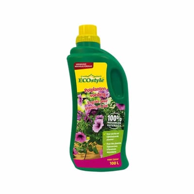 ECOstyle Potplanten Voeding Organische Vloeibare Plantenvoeding - Sterke en Rijkgroeiende Planten - Planten in Potten en Baskets - Langdurige werking - 1 L