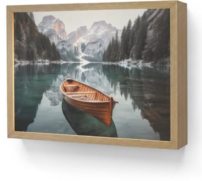 Wandlamp 40x30 cm - Oplaadbaar - Boot - Bergen - Natuur - Water - Wandlampen binnen woonkamer - Slaapkamer lamp - Decoratieve nachtlamp - Vloerlamp draadloos