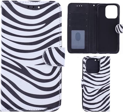 Portemonnee Book Case Hoesje Geschikt voor: Apple iPhone 14 Pro - Zebra Print