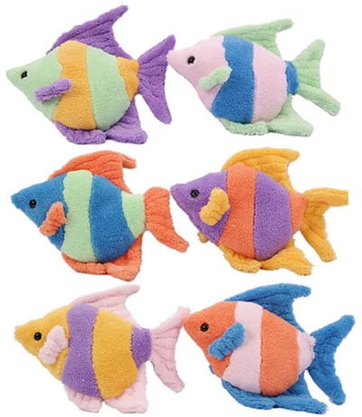 PIA Soft Toys - Set van 6 Pluche Vis Knuffels tropisch - 6 kleuren ass. - 24 cm