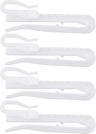 Dailygoods- Gordijnhaken 70mm Verstelbaar - Kunststof - Plooihaken - Vergrendelend - 100 Stuks - Geschikt voor 6,5cm Gordijntape - Gordijnclips