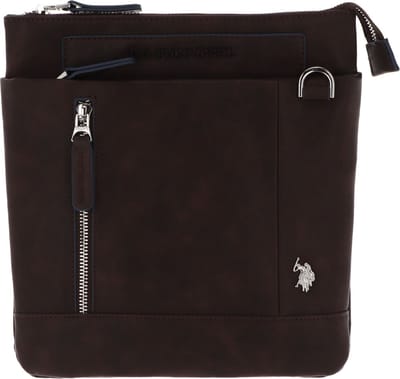 U.S. POLO ASSN. Schoudertas Cambridge Flat Crossbody Bag Dark Brown Bruine
