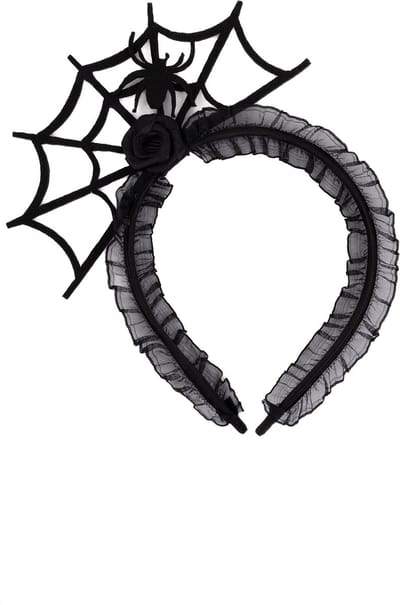KIMU® Haarband Spinnenweb Zwart - Spinnen Web Diadeem Halloween - Griezel Spinnetjes Zwarte Weduwe Spider Horror Wolfspin Vogelspin Spinrag Festival