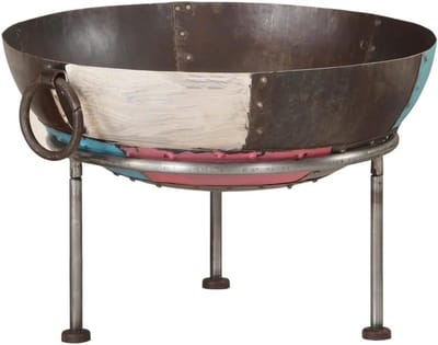Ronde Buiten Vuurkorf met Houtopslag voor Terras en Tuin