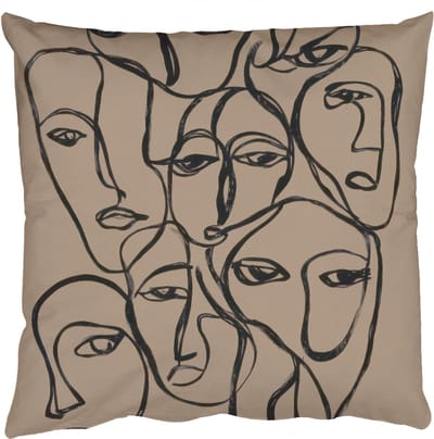 Sierkussens - Kussentjes Woonkamer - 50x50 cm - Gezichtenzee - Lijntekening - Abstract