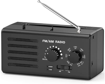 SNJY® Transistor Radio op Batterijen - Draagbare Radio op Batterijen - Noodradio - 5 W - Zwart