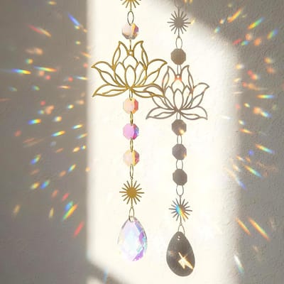 Lotus Blossom Crystal Prism Zonnestraal Vanger voor Binnen en Buiten - Decoratie voor Tuin en Huis, Perfect als Cadeau