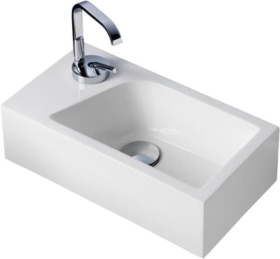 Kleine Wastafel voor Gastentoilet Wand & Opbouw Mineraalhandsenwit