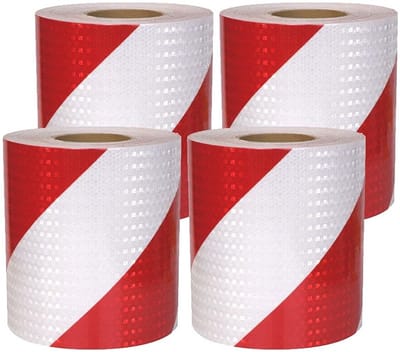 Cosensi- Waarschuwingslint 4 Rollen 5cm x 3m - Reflecterende Tape - Zelfklevend - Agrarisch Waarschuwingssignaal - Barrièretape - PVC Materiaal - Reflectietape