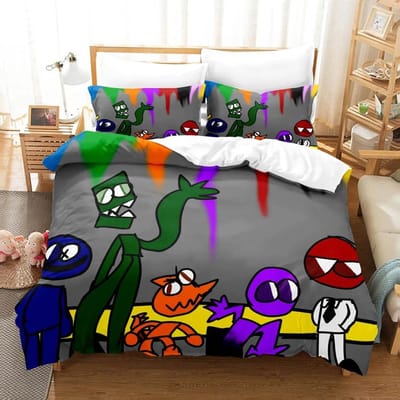 R-Rainbow Friends Beddengoedsets 3D Kinder Dekbedovertrekset Met Kussensloop Twin Full Queen King Beddengoed Bedlinnen Voor Jongens Meisjes 70x133cm 2pcs