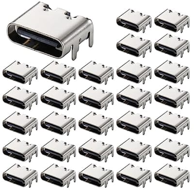 30 st USB-3.1 Type-C Vrouwelijke Connector voor PCB-ontwerp - Hoogstroom Opladen - SMD, SMT