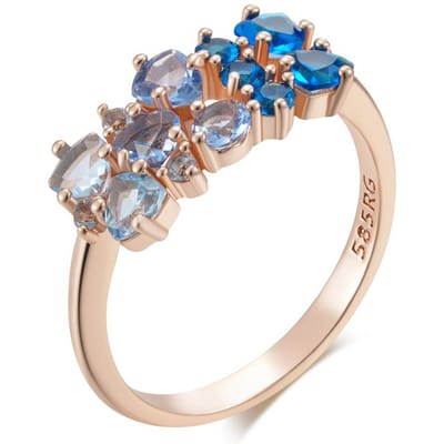 Bagues de Mariage Brillantes Zircon Naturel Bleu Pour Femmes Tendance Couleur Or Rose Bijoux Fins Quotidiens Cadeau Cristal 10 gray