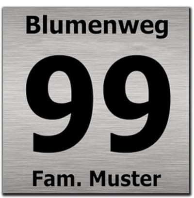Huisnummerbord in roestvrij staal design met afstandhouder 20 x 20 cm