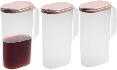 Schenkkan - 3x - Limonadekan - Waterkan - met deksel - 2000 ml - oudroze - kunststof