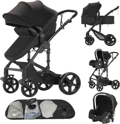 3-in-1 Kinderwagen met Omkeerbare Schuifmodus en Comfortabele Babybadje