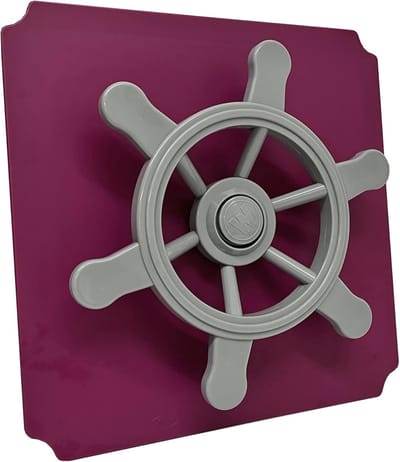 Speelplaat met Stuur - Bouwplaat Klimtoren - Buiten Spelen - Speelfunctie Piratenstuur - 40 x 40 cm - Magenta