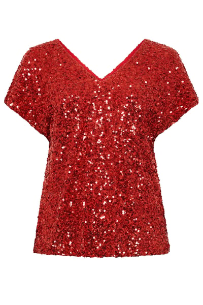 Yours London Rode Top Met Pailletten Size 42