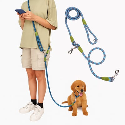 MAGICSHE Handsfree Hondenriem 2,5 Meter, Canicross Looplijn Hond - Nylon Touw - Crossbody Reflecterend Trainingslijn Blauw