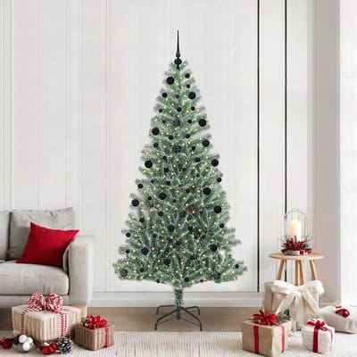 vidaXL - Kunstkerstboom - Sneeuw - Gevlokt - met - LED - Licht - Groen - en - Wit - 210 - cm