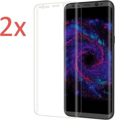 2x Screenprotector geschikt voor Samsung Galaxy S8 - Edged (3D) Tempered Glass Screenprotector Transparant 9H (Gehard Glas Screen Protector) - (Duo Pack / Twee Stuks / Two Pack)