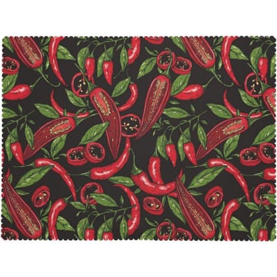 Rode Pepers Tafelkleed, Rustiek Groente Zwart Groen Blad Rechthoekig Wasbare Cover voor Thuis Eetkamer 100x140cm