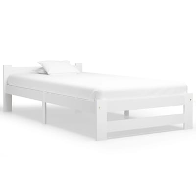 vidaXL - Bedframe - massief - grenenhout - wit - 90x200 - cm