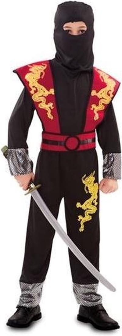 Witbaard Verkleedpak Draken Ninja Junior Polyester Zwart Mt 7/9 Jaar