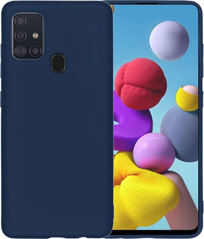 Hoesje - Geschikt voor Samsung Galaxy A21s - Sterk & Shockproof - Hoes Cover - Siliconen Case - Telefoonhoesjes - Donkerblauw