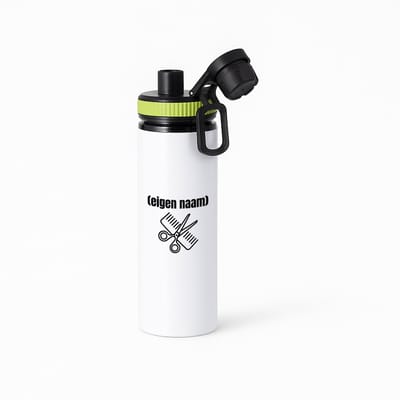 Hacebo® - kapperschaar en kam met eigen naam waterfles met draaidop groen - Kapper - barbers - collega's - verjaardag - afscheidscadeau - geschenk - kado - water fles - 850ML