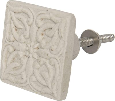 Clayre & Eef Deurknop 4x4 cm Beige Keramiek
