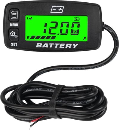 Batterij Indicator - Accu Meter - Spanning Controleren - LCD Display - 12-48V - Zwart