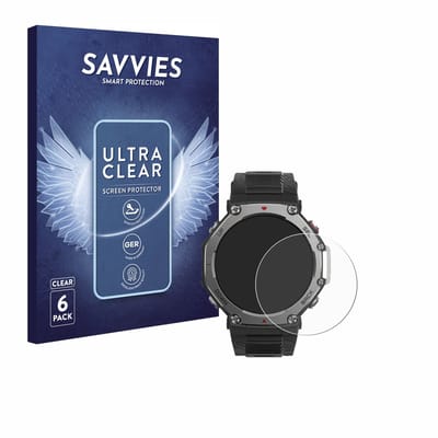 Savvies - Screenprotector voor Huami Amazfit T-Rex 3 - Folie Beschermfolie transparant 6 Stuks