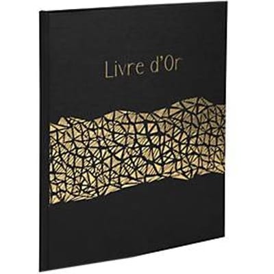 Exacompta gastenboek ARAMY zwart 22x27 cm, 100 pagina's Clairefontaine, goudkleurig, voor vulpennen, geschenkverpakking incl.