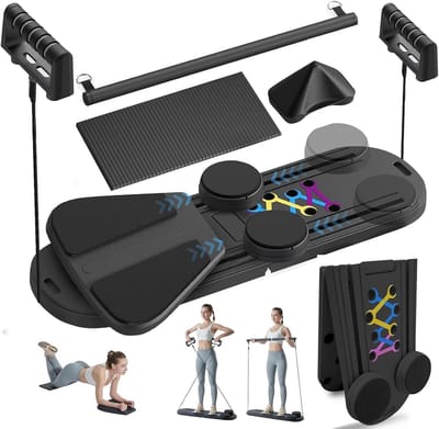 Pilates Bord - Buiktrainer Kerntrainer - Thuistrainingen - 6-in-1 Multifunctioneel - 350 lbs Capaciteit - Zwart