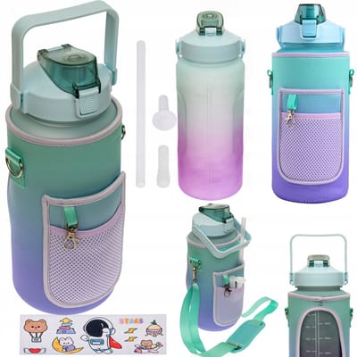 Bidon 2L Sport Water Bottle met Rietje en Band - Ideaal voor Fitness