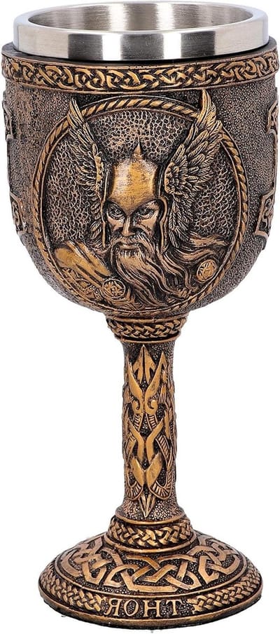 Mythologische Kelk - Thema Beker - Themafeest Versiering - Met RVS Inzet - 17 cm Hoog - Bronskleurig