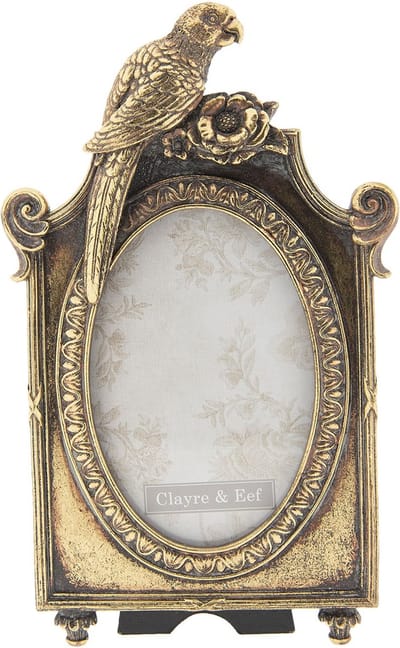 Clayre & Eef Fotolijst 10x15 cm Goudkleurig Kunststof Papegaai