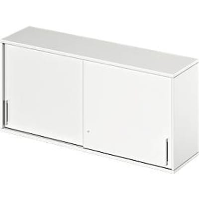 Schäfer Shop Genius Opzetkast met schuifdeuren TETRIS WOOD, 2 ordnerhoogten, B 1600 mm, hoogte incl. glijders, wit