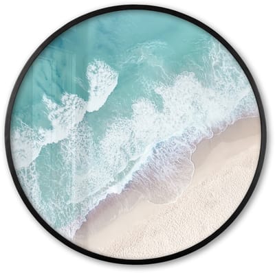 Poster in lijst Rond - Fotolijst 60x60 cm - Posters - Strand - Zee - Natuur - Zomer - Ronde posterlijst zwart - Decoratie - Wanddecoratie woonkamer - Muurdecoratie slaapkamer