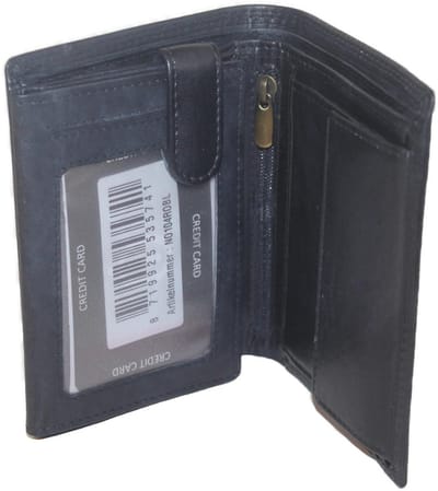 OI donker blauwe lederen heren portemonnee / donker blauw leren billfold hoog model / beurs voor veel pasjes / RFID SAFE / blauw leer / 104ROBL