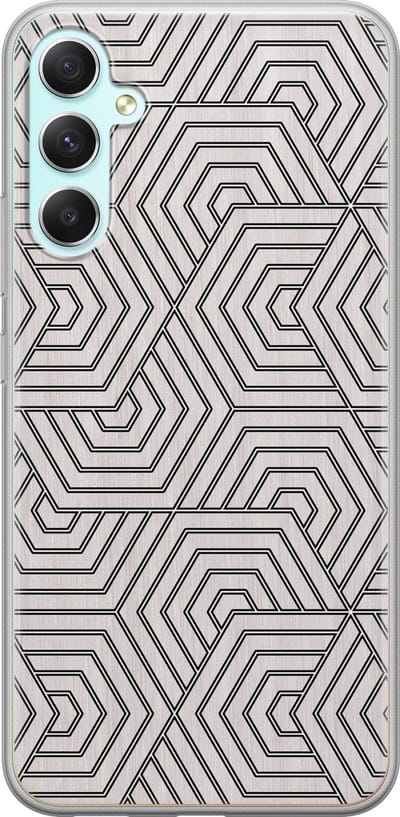 Leuke Telefoonhoesjes - Hoesje geschikt voor Samsung Galaxy A34 - Geometrisch - Soft case - TPU - Print / Illustratie - Grijs