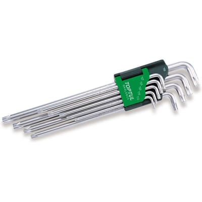 Zeskantsleutel set TORX TOPTUL 9Stk(T10 T15 T20 T25 T27 T30 T40 T45 T50) lang