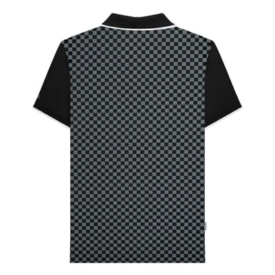 Lambretta Herenpoloshirt met tweekleurige all-over print (Zwart)