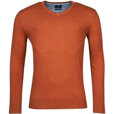 Baileys Trui V-Neck Single Knit Uni Pima Cotton Red Earth / male
