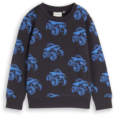 Tom Tailor - Sweatshirt met all-over print - Maat 92/98 - grey blue monster truck design