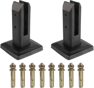 Zwarte zware roestvrijstalen glazen klemmen voor zwembadomheining, balustrades en leuningen - 2 stuks (200 mm/7,9 inch)