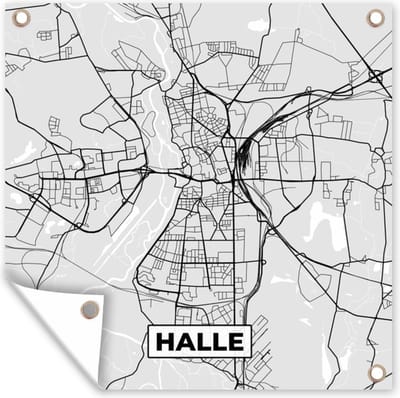 Tuin poster Duitsland - Plattegrond - Kaart - Halle - Stadskaart - 200x200 cm - Tuindoek